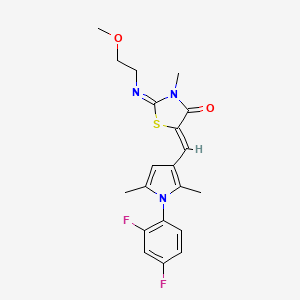(5Z)-5-[[1-(2,4-difluorophenyl)-2,5-dimethylpyrrol-3-yl]methylidene]-2-(2-methoxyethylimino)-3-methyl-1,3-thiazolidin-4-one