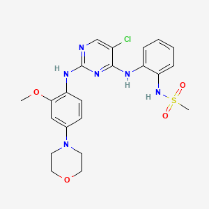 molecular formula C22H25ClN6O4S B606911 N-{2-[(5-氯-2-{[2-甲氧基-4-(吗啉-4-基)苯基]氨基}嘧啶-4-基)氨基]苯基}甲磺酰胺 CAS No. 1191911-27-9