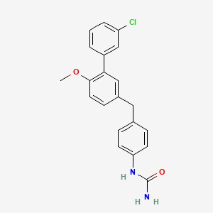 molecular formula C21H19ClN2O2 B606913 1-(4-((3'-Chloro-6-methoxy-[1,1'-biphenyl]-3-yl)methyl)phenyl)urea CAS No. 1155877-97-6
