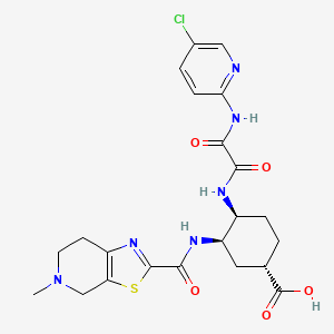 molecular formula C22H25ClN6O5S B606914 Cyclohexanecarboxylic acid, 4-((2-((5-chloro-2-pyridinyl)amino)-2-oxoacetyl)amino)-3-(((4,5,6,7-tetrahydro-5-methylthiazolo(5,4-C)pyridin-2-yl)carbonyl)amino)-, (1S,3R,4S)- CAS No. 834919-19-6
