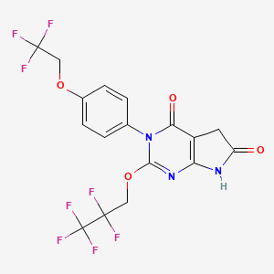 molecular formula C17H11F8N3O4 B606917 2-(2,2,3,3,3-Pentafluoropropoxy)-3-[4-(2,2,2-trifluoroethoxy)phenyl]-5,7-dihydro-3H-pyrrolo[2,3-d]pyrimidine-4,6-dione CAS No. 1236767-85-3
