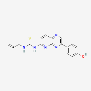 molecular formula C17H15N5OS B606918 Thiourea, N-(3-(4-hydroxyphenyl)pyrido(2,3-b)pyrazin-6-yl)-N'-2-propenyl- CAS No. 800394-83-6