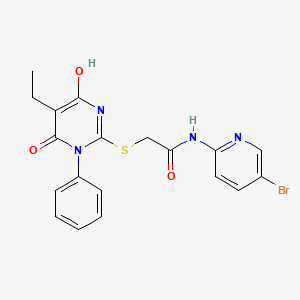 molecular formula C19H17BrN4O3S B6069520 N~1~-(5-BROMO-2-PYRIDYL)-2-[(5-ETHYL-4-HYDROXY-6-OXO-1-PHENYL-1,6-DIHYDRO-2-PYRIMIDINYL)SULFANYL]ACETAMIDE 