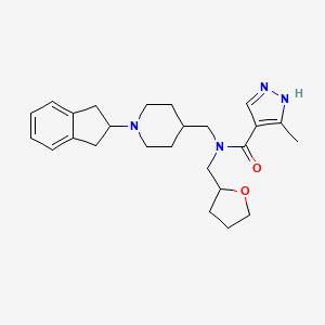 molecular formula C25H34N4O2 B6069662 N-[[1-(2,3-dihydro-1H-inden-2-yl)piperidin-4-yl]methyl]-5-methyl-N-(oxolan-2-ylmethyl)-1H-pyrazole-4-carboxamide 