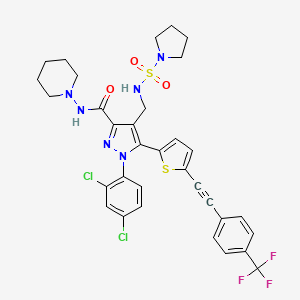 B606982 1-(2,4-Dichlorophenyl)-N-1-piperidinyl-4-[[(1-pyrrolidinylsulfonyl)amino]methyl]-5-[5-[2-[4-(trifluoromethyl)phenyl]ethynyl]-2-thienyl]-1H-pyrazole-3-carboxamide CAS No. 1429239-98-4