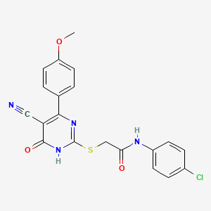 molecular formula C20H15ClN4O3S B6069826 N-(4-chlorophenyl)-2-{[5-cyano-4-(4-methoxyphenyl)-6-oxo-1,6-dihydropyrimidin-2-yl]sulfanyl}acetamide 
