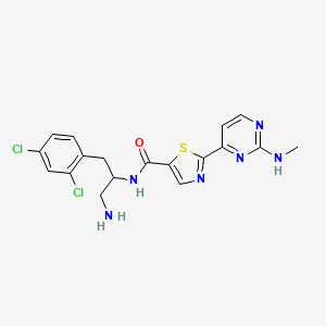 molecular formula C18H18Cl2N6OS B606985 N-[1-amino-3-(2,4-dichlorophenyl)propan-2-yl]-2-[2-(methylamino)pyrimidin-4-yl]-1,3-thiazole-5-carboxamide CAS No. 1261080-40-3