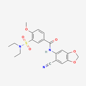 molecular formula C20H21N3O6S B6069862 N-(6-CYANO-2H-1,3-BENZODIOXOL-5-YL)-3-(DIETHYLSULFAMOYL)-4-METHOXYBENZAMIDE 