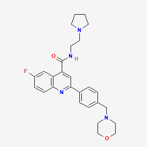 molecular formula C27H31FN4O2 B607003 6-fluoro-2-(4-(morpholinomethyl)phenyl)-N-(2-(pyrrolidin-1-yl)ethyl)quinoline-4-carboxamide CAS No. 1469439-69-7