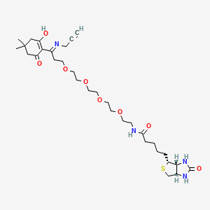 molecular formula C32H50N4O8S B607005 5-[(3aR,4R,6aS)-2-oxo-1,3,3a,4,6,6a-hexahydrothieno[3,4-d]imidazol-4-yl]-N-[2-[2-[2-[2-[3-(2-hydroxy-4,4-dimethyl-6-oxocyclohexen-1-yl)-3-prop-2-ynyliminopropoxy]ethoxy]ethoxy]ethoxy]ethyl]pentanamide CAS No. 1802908-00-4