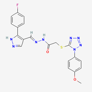 molecular formula C20H17FN8O2S B6070084 N'-[(E)-[3-(4-FLUOROPHENYL)-1H-PYRAZOL-4-YL]METHYLIDENE]-2-{[1-(4-METHOXYPHENYL)-1H-1,2,3,4-TETRAZOL-5-YL]SULFANYL}ACETOHYDRAZIDE 