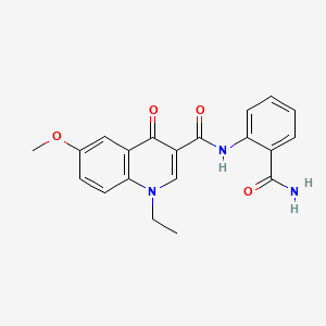 molecular formula C20H19N3O4 B6070247 N-(2-carbamoylphenyl)-1-ethyl-6-methoxy-4-oxo-1,4-dihydroquinoline-3-carboxamide 