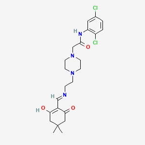 molecular formula C23H30Cl2N4O3 B6070270 N-(2,5-dichlorophenyl)-2-[4-(2-{[(4,4-dimethyl-2,6-dioxocyclohexylidene)methyl]amino}ethyl)piperazin-1-yl]acetamide 