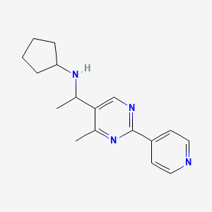 molecular formula C17H22N4 B6070442 N-[1-(4-methyl-2-pyridin-4-ylpyrimidin-5-yl)ethyl]cyclopentanamine 