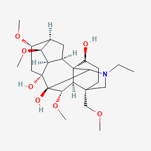 molecular formula C25H41NO7 B607053 (2R,3R,5R,6S,8R,13S,16S,17R,18S)-11-ethyl-4,6,18-trimethoxy-13-(methoxymethyl)-11-azahexacyclo[7.7.2.12,5.01,10.03,8.013,17]nonadecane-8,9,16-triol CAS No. 509-18-2