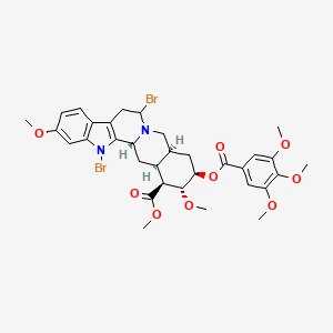 molecular formula C33H38Br2N2O9 B607107 Methyl 1,5-dibromo-11,17-dimethoxy-18-[(3,4,5-trimethoxybenzoyl)oxy]yohimban-16-carboxylate CAS No. 84057-90-9