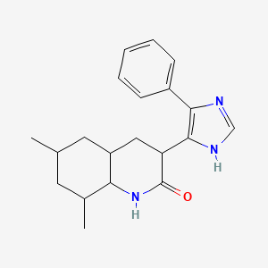 molecular formula C20H17N3O B607125 6,8-dimethyl-3-(4-phenyl-1H-imidazol-5-yl)-3,4,4a,5,6,7,8,8a-octahydro-1H-quinolin-2-one CAS No. 1269365-82-3