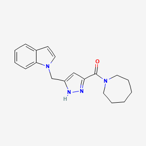 molecular formula C19H22N4O B6071313 azepan-1-yl-[5-(indol-1-ylmethyl)-1H-pyrazol-3-yl]methanone 