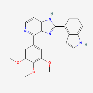 molecular formula C23H20N4O3 B607133 2-(1H-吲哚-4-基)-4-(3,4,5-三甲氧基苯基)-1H-咪唑并[4,5-c]吡啶 CAS No. 1803242-21-8