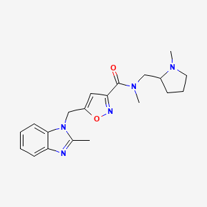molecular formula C20H25N5O2 B6071392 N-methyl-5-[(2-methylbenzimidazol-1-yl)methyl]-N-[(1-methylpyrrolidin-2-yl)methyl]-1,2-oxazole-3-carboxamide 