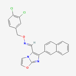 molecular formula C23H15Cl2N3O2 B607142 (E)-6-(Naphthalen-2-yl)imidazo[2,1-b]oxazole-5-carbaldehyde O-3,4-dichlorobenzyl oxime CAS No. 2259710-64-8