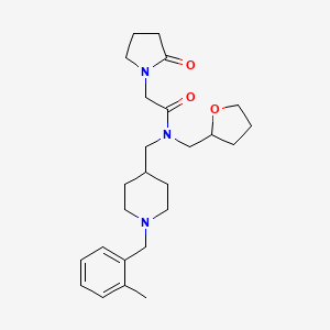 molecular formula C25H37N3O3 B6071459 N-[[1-[(2-methylphenyl)methyl]piperidin-4-yl]methyl]-N-(oxolan-2-ylmethyl)-2-(2-oxopyrrolidin-1-yl)acetamide 