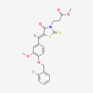 molecular formula C22H20ClNO5S2 B6071552 methyl 3-[(5Z)-5-{4-[(2-chlorobenzyl)oxy]-3-methoxybenzylidene}-4-oxo-2-thioxo-1,3-thiazolidin-3-yl]propanoate 