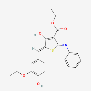 molecular formula C22H21NO5S B6071726 ethyl (5Z)-5-(3-ethoxy-4-hydroxybenzylidene)-4-oxo-2-(phenylamino)-4,5-dihydrothiophene-3-carboxylate 