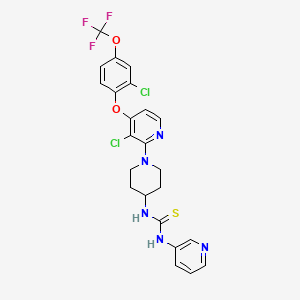 molecular formula C23H20Cl2F3N5O2S B607176 1-[1-[3-Chloro-4-[2-chloro-4-(trifluoromethoxy)phenoxy]pyridin-2-yl]piperidin-4-yl]-3-pyridin-3-ylthiourea CAS No. 2301866-59-9