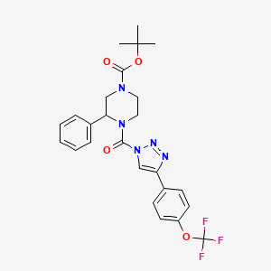 molecular formula C25H26F3N5O4 B607178 tert-butyl 3-phenyl-4-(4-(4-(trifluoromethoxy)phenyl)-1H-1,2,3-triazole-1-carbonyl)piperazine-1-carboxylate CAS No. 1848233-59-9