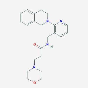 molecular formula C22H28N4O2 B6071879 N-[[2-(3,4-dihydro-1H-isoquinolin-2-yl)pyridin-3-yl]methyl]-3-morpholin-4-ylpropanamide 
