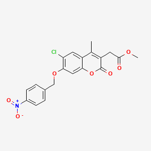 molecular formula C20H16ClNO7 B6072000 METHYL 2-{6-CHLORO-4-METHYL-7-[(4-NITROPHENYL)METHOXY]-2-OXO-2H-CHROMEN-3-YL}ACETATE 