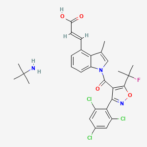 molecular formula C29H29Cl3FN3O4 B607204 2-Methylpropan-2-amine (E)-3-(1-(5-(2-fluoropropan-2-yl)-3-(2,4,6-trichlorophenyl)isoxazole-4-carbonyl)-3-methyl-1H-indol-4-yl)acrylate CAS No. 1898207-64-1
