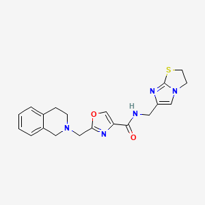 molecular formula C20H21N5O2S B6072086 N-(2,3-dihydroimidazo[2,1-b][1,3]thiazol-6-ylmethyl)-2-(3,4-dihydro-1H-isoquinolin-2-ylmethyl)-1,3-oxazole-4-carboxamide 
