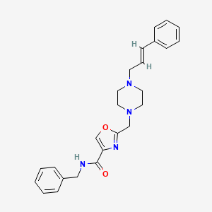 molecular formula C25H28N4O2 B6072125 N-benzyl-2-[[4-[(E)-3-phenylprop-2-enyl]piperazin-1-yl]methyl]-1,3-oxazole-4-carboxamide 