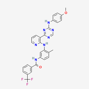 molecular formula C30H24F3N7O2 B607213 N-{3-[(3-{4-[(4-甲氧基苯基)氨基]-1,3,5-三嗪-2-基}吡啶-2-基)氨基]-4-甲基苯基}-3-(三氟甲基)苯甲酰胺 CAS No. 1157857-36-7
