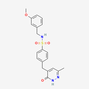 molecular formula C20H21N3O4S B6072143 N-(3-methoxybenzyl)-4-[(6-methyl-3-oxo-2,3-dihydropyridazin-4-yl)methyl]benzenesulfonamide 