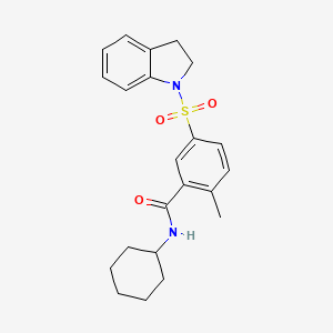 molecular formula C22H26N2O3S B6072212 N-cyclohexyl-5-(2,3-dihydroindol-1-ylsulfonyl)-2-methylbenzamide 