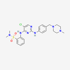 molecular formula C24H30ClN7O2S B607223 2-((5-chloro-2-((4-((4-methylpiperazin-1-yl)methyl)phenyl)amino)pyrimidin-4-yl)amino)-N,N-dimethylbenzenesulfonamide CAS No. 1341200-45-0