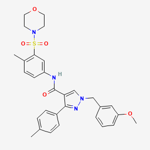 molecular formula C30H32N4O5S B607231 1-[(3-Methoxyphenyl)methyl]-N-[4-methyl-3-(4-morpholinylsulfonyl)phenyl]-3-(4-methylphenyl)-1H-pyrazole-4-carboxamide CAS No. 1609564-75-1