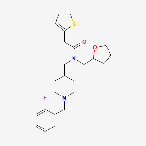 molecular formula C24H31FN2O2S B6072475 N-{[1-(2-fluorobenzyl)-4-piperidinyl]methyl}-N-(tetrahydro-2-furanylmethyl)-2-(2-thienyl)acetamide 