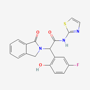 molecular formula C19H14FN3O3S B607252 2-(5-fluoro-2-hydroxyphenyl)-2-(3-oxo-1H-isoindol-2-yl)-N-(1,3-thiazol-2-yl)acetamide CAS No. 1942114-09-1