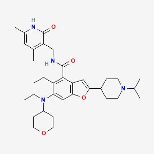 N-((4,6-dimethyl-2-oxo-1,2-dihydropyridin-3-yl)methyl)-5-ethyl-6-(ethyl-(tetrahydro-2H-pyran-4-yl)amino)-2-(1-isopropylpiperidin-4-yl)benzofuran-4-carboxamide