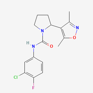 molecular formula C16H17ClFN3O2 B6072665 N-(3-chloro-4-fluorophenyl)-2-(3,5-dimethyl-1,2-oxazol-4-yl)pyrrolidine-1-carboxamide 