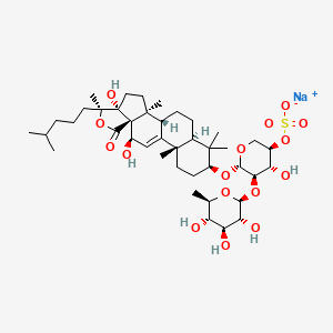molecular formula C41H66NaO17S B607268 sodium;[(3R,4R,5R,6S)-6-[[(1S,2S,5R,6S,9S,10S,13S,16S,18R)-5,10-dihydroxy-2,6,13,17,17-pentamethyl-6-(4-methylpentyl)-8-oxo-7-oxapentacyclo[10.8.0.02,9.05,9.013,18]icos-11-en-16-yl]oxy]-4-hydroxy-5-[(2S,3R,4S,5S,6R)-3,4,5-trihydroxy-6-methyloxan-2-yl]oxyoxan-3-yl] sulfate CAS No. 75410-52-5