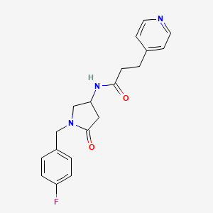 molecular formula C19H20FN3O2 B6072710 N-[1-[(4-fluorophenyl)methyl]-5-oxopyrrolidin-3-yl]-3-pyridin-4-ylpropanamide 