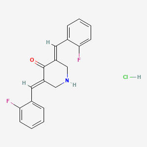 molecular formula C19H16ClF2NO B607272 3,5-bis((E)-2-fluorobenzylidene)piperidin-4-one hydrochloride CAS No. 342808-40-6
