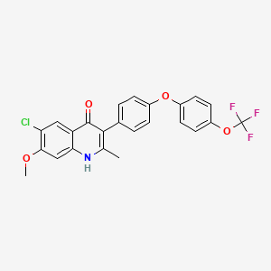 molecular formula C24H17ClF3NO4 B607292 6-氯-7-甲氧基-2-甲基-3-[4-[4-(三氟甲氧基)苯氧基]苯基]-1H-喹啉-4-酮 CAS No. 1354745-52-0