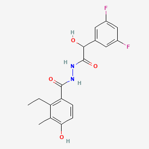 molecular formula C18H18F2N2O4 B607298 N'-(2-(3,5-difluorophenyl)-2-hydroxyacetyl)-2-ethyl-4-hydroxy-3-methylbenzohydrazide CAS No. 1181770-72-8
