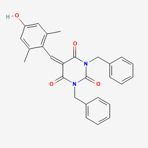 molecular formula C27H24N2O4 B607300 1,3-Dibenzyl-5-(4-hydroxy-2,6-dimethylbenzylidene)pyrimidine-2,4,6(1H,3H,5H)-trione CAS No. 1675821-32-5